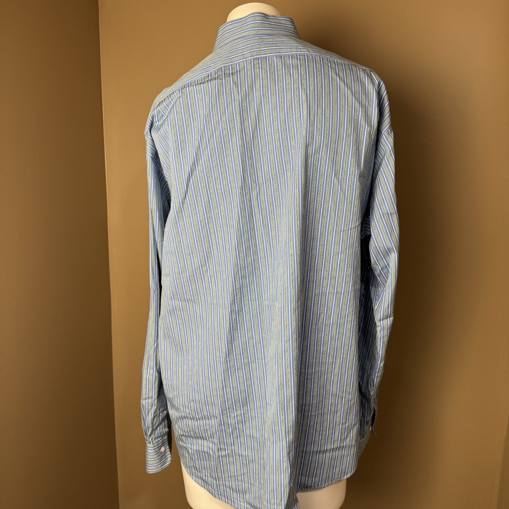 Polo Ralph Lauren Yarmouth Button Down Oxford in Green Yellow Blue Stripe 17 1/2 - Picture 4 of 7